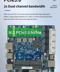 M.2 PCIe3.0 NVMe motherboard with dual-channel bandwidth for fast data operations in heavy duty fanless mini PC setups.