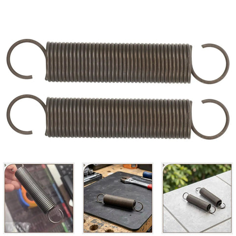 Heavy Duty Two Pack Hook Extension Springs For Recliner Chair Repair Solid Black Steel DIY Furniture Fix displayed on a white background.