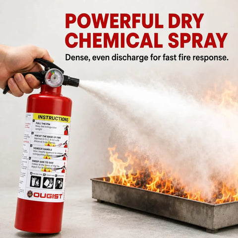Heavy Duty ABC Fire Extinguisher Squad, Foolproof Dry Chemical Safety Gear, Pro Grade 2.5 Pound Rechargeable Cans in action against fire.