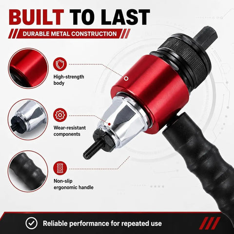M3 To M8 Electric Rivet Gun Adapter Kit For Cordless Drill Quick Change Blind Riveter Insert with ergonomic handle and metal construction