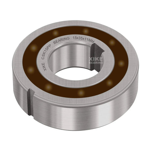 One Way Clutch Bearing Rock Solid Dual Keyway Construction Featuring Hardened Chrome Steel Sprags 15X35X11Mm showing pre-lubricated chrome steel inner surface.