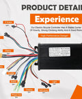 Beefed-Up Ebike Controller For 36V 48V 64V Systems, 750W 1000W, 30A Sine Wave Brushless Motor Controller showing connection cables