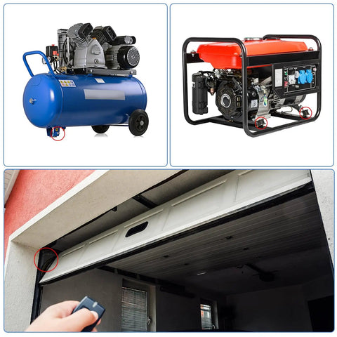 Image of a blue air compressor and a red generator, showcasing heavy duty machinery for various applications.