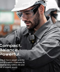 Worker wearing yellow Wearable Bluetooth V5.3 Clip-On Speaker With 30 Hour Battery Life, IPX7 Waterproof, ENC Mic for Hands Free Calls