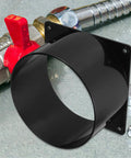 Homoyoyo Abs Duct Connector Flange With Square Base, 120mm black duct adapter on surface with tools, ideal for dust collection.