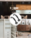 Set Of 2 Black Gate Handle Pulls 4.8 Inch Outdoor Garage Door Pull Handles With Screws Included shown on cabinets and drawers.