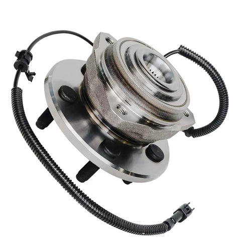Heavy Duty Dual Front Wheel Bearing Hubs For Jeep Liberty 2002 To 2007 showing ABS sensor wire and 5 bolt flange design.