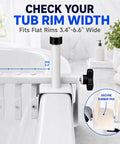 Heavy Duty Bathroom Safety Grab Rail For Seniors With No Fuss Snaps Right Onto 3.4 To 6.6 Inch Walls Rust Resistant Steel Bar checking tub rim width