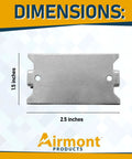 Heavy Duty Nail Plate Shield For Wood Studs, 16-Gauge Steel, 1.5 x 2.5 Inches dimensions image