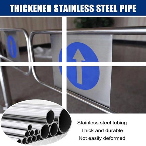 Built Like A Tank Safety Swing Gate With Spring Loaded Self Shutting Design For Quick Walkthroughs At Warehouses And Shops One Way Entrance Barrier Metal Crowd Control Panel Sized 70X100 with thickened stainless steel pipe.