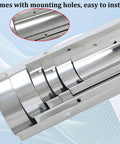 Close-up of One Meter Long Stainless Steel Cable Raceway with mounting holes easy to install, showing twenty pack concealers