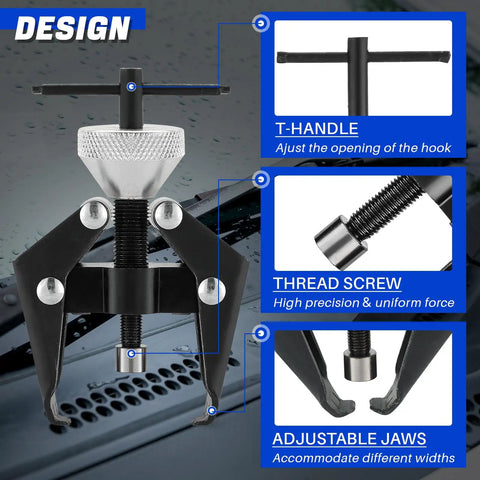 Beefy Battery Terminal And Wiper Arm Puller Kit 6-28 Mm Pro Grade Heavy Duty Bearing Remover Tool with T-handle and adjustable jaws
