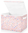 Game Changing Foldable Storage Bin With Ergonomic Handles And Lock Down Lid For Bedroom Organization Heavy Duty Collapsible Organizer Box with floral design.