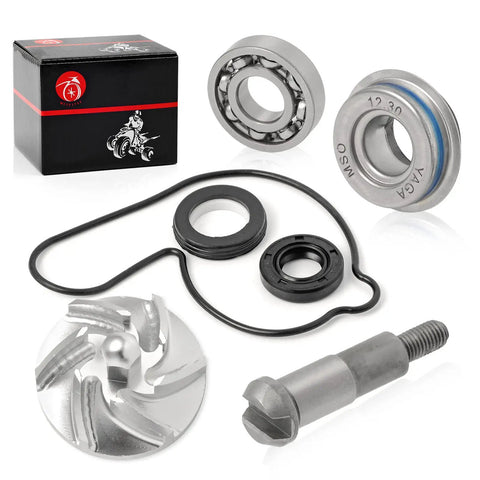 Heavy Duty Water Pump Repair Kit Featuring Savage Aluminum Impeller Shaft Bearing And Seal Assembly for Honda Trx450r and Trx450er, 2004-2014.