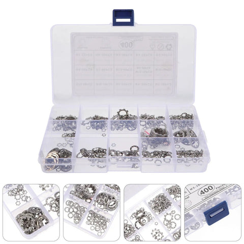 Large Lock Washer Assortment Kit With 400 Stainless Steel Internal And External Serrated Tooth Washers M2 in plastic case