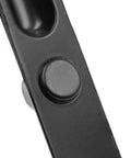 Detail of Keyed Sliding Glass Door Handle Set For Hook Style Flush Mount, Wood And Black Diecast, Reversible Left Or Right