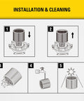 Installation and cleaning steps for High Efficiency Replacement Cartridge Filter for 5-18 Gallon Wet Dry Shop Vacuums