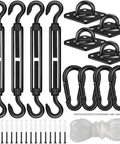 Tough As Nails 304 Stainless Shade Sail Hardware Kit 6 Inch Matte Black For Triangle And Rectangle Installations 46 Piece Set