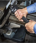 Mechanic using Heavy Duty Adjustable Black Oxide Wrench With Tapered Handle And Hex Jaw Design For No Slip Grips, 15 Inch