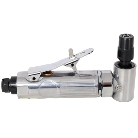 Hella Versatile 1/4 Inch Air Angle Die Grinder With Bendable 90 Degree Pivot Head Aluminum body tool for grinding and polishing.