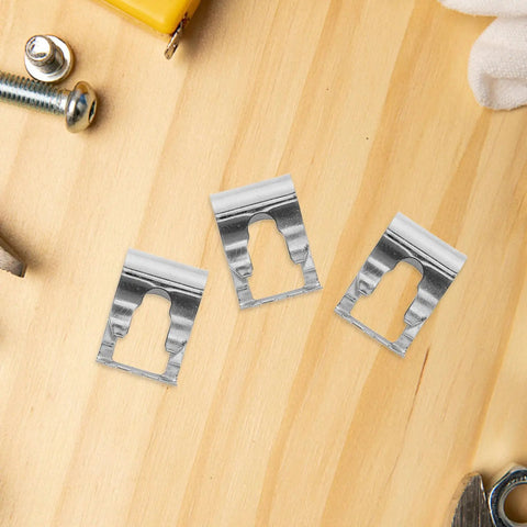 Top Tier 5Pc Windshield Wiper Linkage Repair Clamp Kit showcasing three silver steel clips for roadside repairs.
