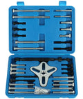 46 Piece Steering Wheel Puller Kit for Harmonic Balancers, Crank Pulleys, Gears and 4 Way Slotted Puller in blue case