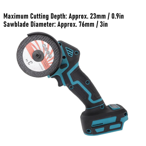 Kickass Compact Cordless Circular Saw Pumping Out Lightning Fast Cuts With A Heavy Duty Motor And Built In Dust Collector holding removable 3in disc.