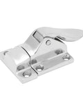 Rock Solid 316 Stainless Steel Marine Latches Lockable Door Clamps For Boats Yachts And Rv Heavy Duty Hatch Catches With Mirror Polish Finish, shiny latch close-up.