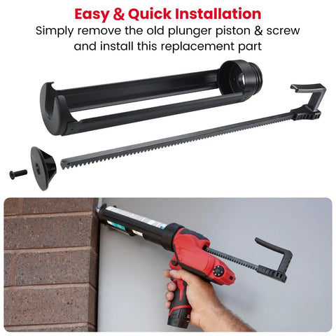 Heavy Duty Replacement Plunger Piston And Screw Kit For 10 Oz Caulking Gun with installation parts and caulking gun in use