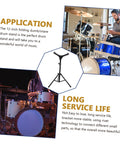 Folding Snare Drum Stand With Adjustable Height Tripod Base Heavy Duty Black Steel Practice Rack Quick Setup For Beginners in use with drums