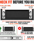 30 Inch Heavy Duty Side Mount Drawer Slides With 250 Lb Load Rating And Full Extension Pullout Rails For Pantries Garages And Rvs installation fit guide illustration with measurements and clearance details.