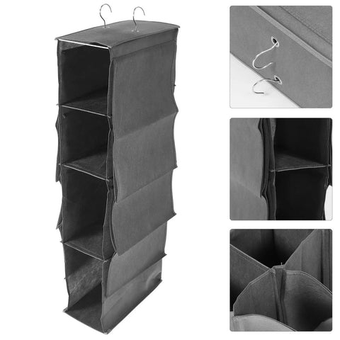 Kickass Multi Layer Closet Hanging Storage Bag And Solid Non Woven Wardrobe Organizer With Heavy Duty Reinforced Seams for ties and scarves