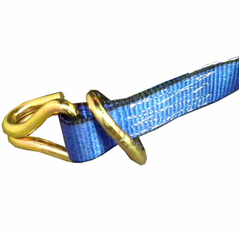 Premium Ratchet Tie Down 1 Inch By 16 Feet With Rubber Coated S Hooks, 1000 Lbs Working Load, 3000 Lbs Break Strength, close-up of hook