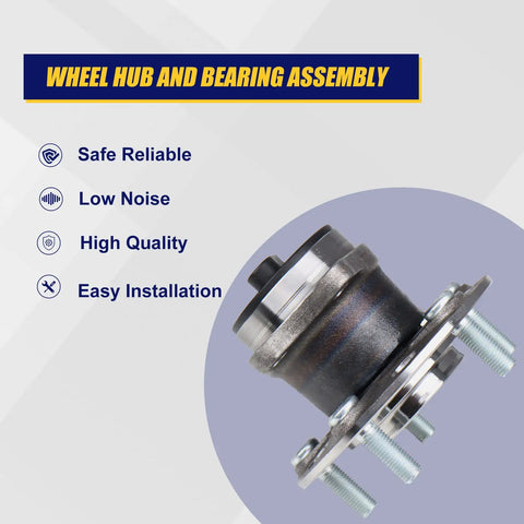 Rear Wheel Bearing And Hub Assembly Compatible With Chrysler 200 Sebring Dodge Avenger Caliber Jeep Compass Patriot 5 Lug With Abs Slick Bolt On Swap Smooth Ride Upgrade close-up view showing assembly design and features