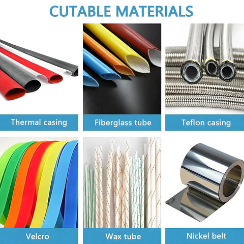 Various materials cut by Automatic Heat Shrink Tube Cutter Machine With 100 mm Cutting Width And 0.1 mm To 99999.9 mm Adjustable Length