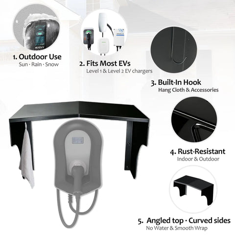 EV Charger Protective Cover Heavy Duty Rust Proof Steel Shell Weatherproof Enclosure For Electric Vehicle Stations with built-in hook