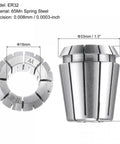ER32 Spring Collet 18mm Clamping Diameter For CNC Engraving Lathe And Milling Machines Pro Grade 65Mn Spring Steel