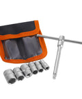 Portable Folding Mini T-Handle Socket Set One Quarter Inch Drive Tool Kit for Motorcycle ATV UTV Maintenance and Repairs