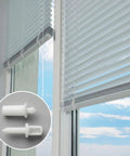 Top Shelf Plantation Shutter Repair Kit Includes Twenty Spring Loaded Pins And Twenty Louver Rod Staples For Easy Diy Window Fixes And Clean Home Refreshers, two white pins with plantation shutters.