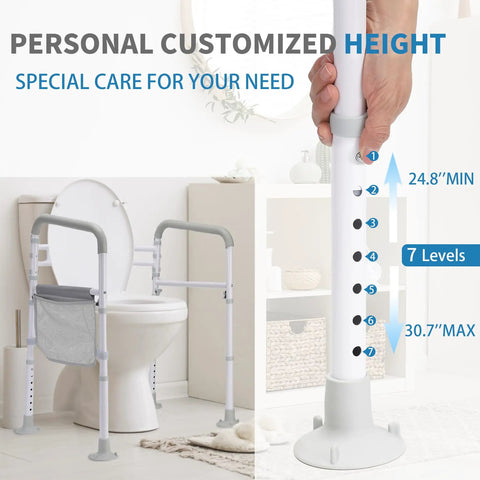 Heavy Duty Toilet Safety Rails Built Tough Grab Bar For Seniors With Super Sturdy Bathroom Assist Handle Support Frame adjustable height