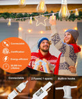 Couple decorating patio with Outdoor String Lights With Remote Control 75 Ft Waterproof Patio Lighting Kit With 75 Globe G40 LED Bulbs