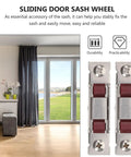 Heavy Duty Stainless Steel Double Roller Window Sliders For Smooth As Butter Gliding Action Built Like A Tank For Zero Hassle Quick Swap And Easy DIY Fixes shown with a modern living room backdrop.