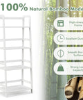 Top Notch Four Tier Bamboo Ladder Shelf Game Changer Plant Stand And Bulk Storage Rack No Sweat Freestanding Organizer for versatile indoor use.