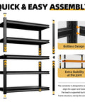 Heavy Duty Steel Storage Shelves 5 Tier Garage Shelving Unit 2 Pack 2000 Lbs Capacity features quick assembly with boltless design.