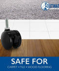 Slick Rolling 2 Inch Nylon Twin Wheel Heavy Duty Furniture Casters That Kick Some Serious Weight With Secure Brake on wood and carpet floor