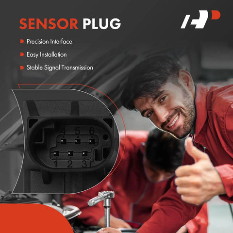 Mechanic thumbs up near sensor plug with precision interface and easy installation, focused on connector details.