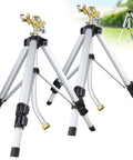 Tripod Lawn Sprinklers Pack Of 2 Heavy Duty 360 Degree Coverage For Yard And Garden Adjustable Height Tripod With Sprinkler Head Nozzle