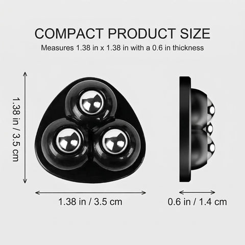 Compact black peel and stick caster wheels measuring 1.38 in x 1.38 in for easy furniture movement.