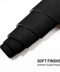 Babnecl suede auto headliner fabric roll, black, foam backing, close-up view