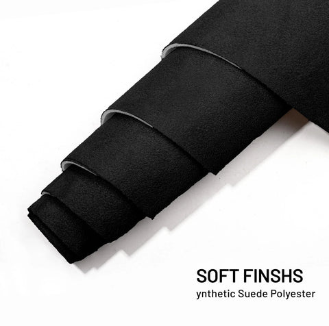 Babnecl suede auto headliner fabric roll, black, foam backing, close-up view